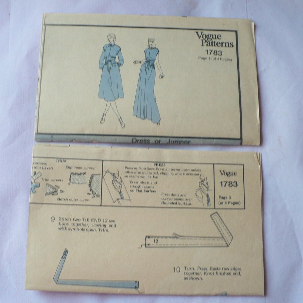 ❤️ Vtg 1970s Sewing Pattern FF Uncut VOGUE Geoffrey Beene  Dress-Jumper Size12 - Picture 2 of 6
